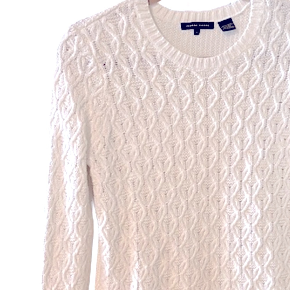 Jeanne Pierre Women’s Crewneck 100% Cotton Fisherman Cable-Knit Sweater - Small
